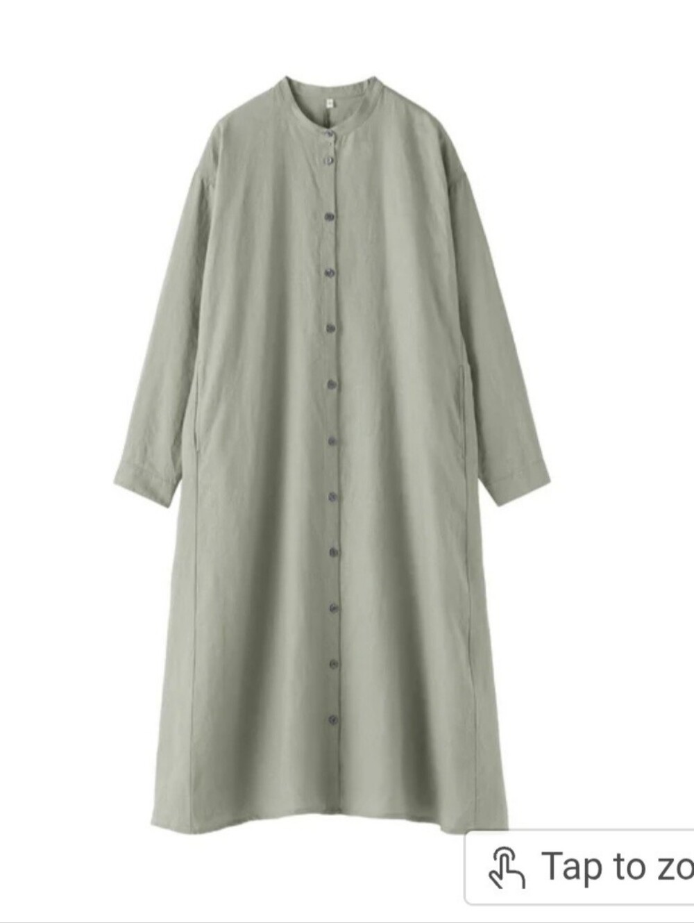 Muji French Linen Shirt Dress Smoky Green Size XS